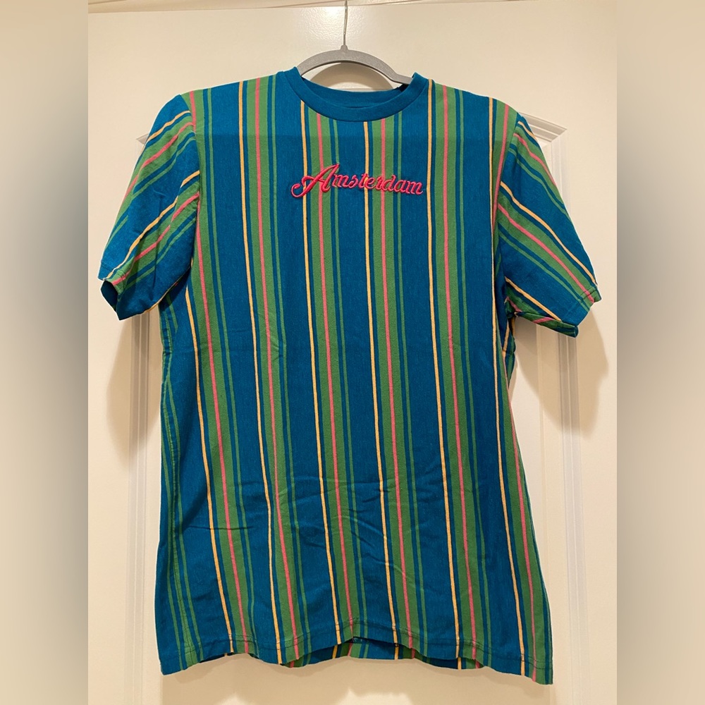 Men’s Striped T-Shirt with “Amsterdam” on it